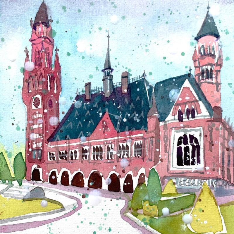 Peinture NO.  24191  THE HAGUE  PEACE PALACE par Thurnherr Edith | Tableau Matiérisme Aquarelle Urbain