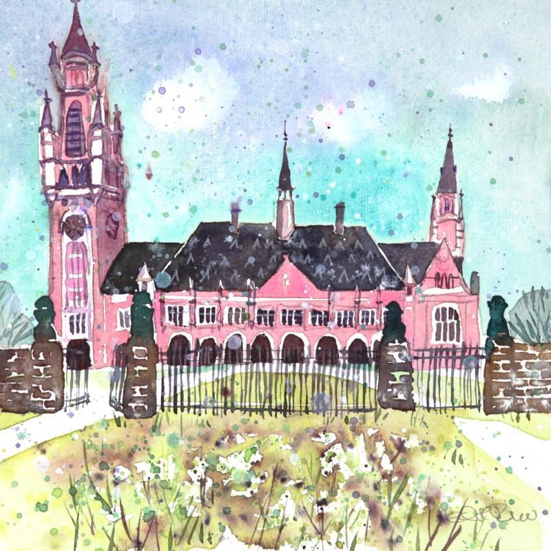 Peinture NO.  24199  THE HAGUE  PEACE PALACE par Thurnherr Edith | Tableau Matiérisme Urbain Aquarelle