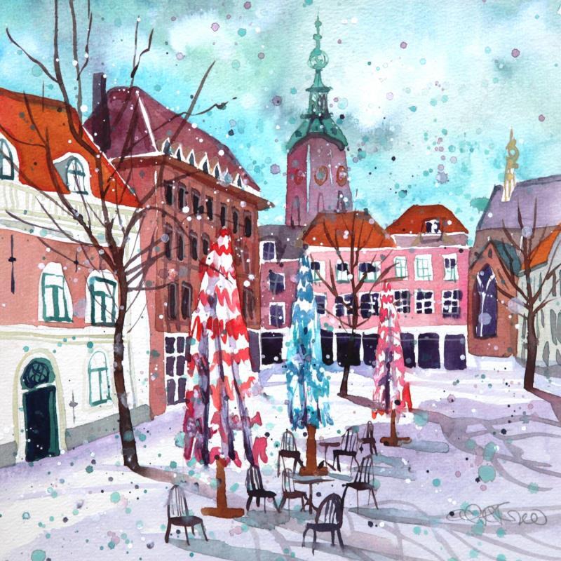 Painting NO.  24203  THE HAGUE  GROTE MARKT by Thurnherr Edith | Painting Subject matter Watercolor Pop icons, Urban