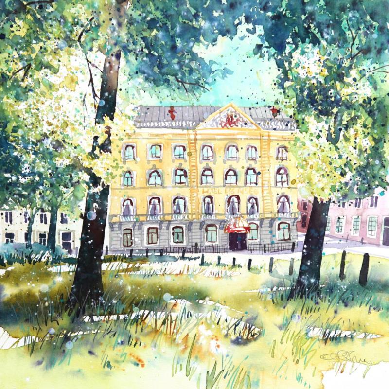 Peinture NO.  24213  THE HAGUE  HOTEL DES INDÈS SUMMER par Thurnherr Edith | Tableau Matiérisme Urbain Aquarelle