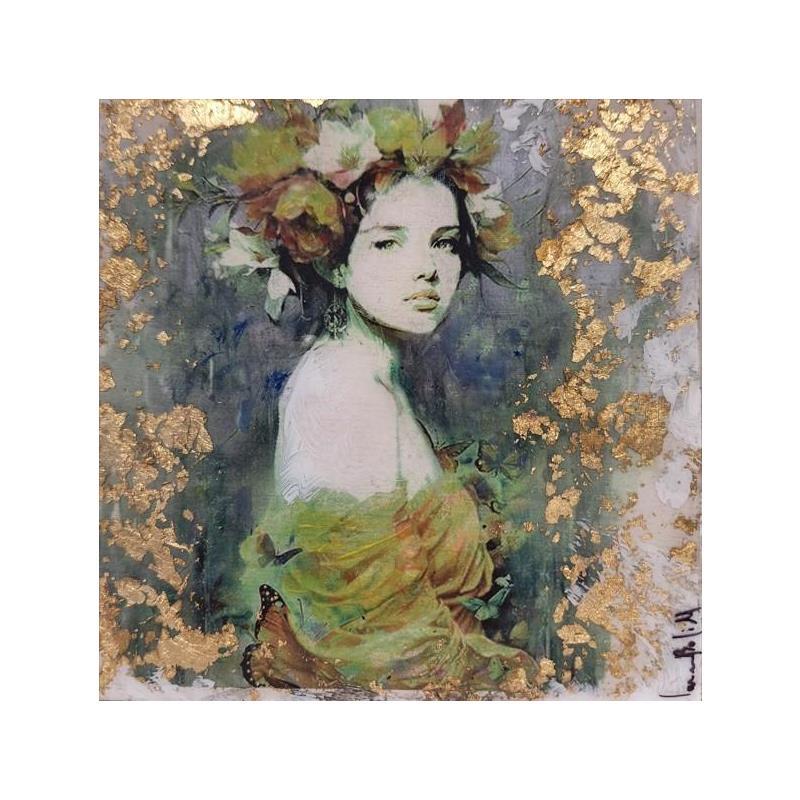 Painting Isa by Bofill Laura | Painting Figurative Portrait Wood Acrylic Resin