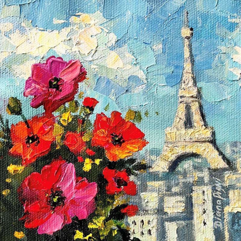 Painting Poppies and Eiffel by Pigni Diana | Painting Figurative Oil