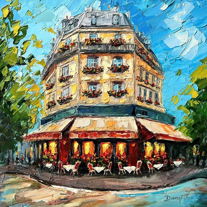 Painting Café de Flore Opening Hour by Pigni Diana | Painting Figurative Oil