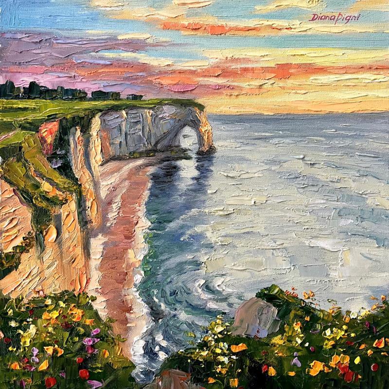 Painting Golden Hour at Etretat by Pigni Diana | Painting Figurative Oil