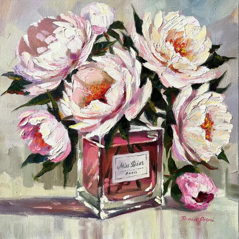 Gemälde A Bouquet of Peonies from Paris von Pigni Diana | Gemälde Figurativ Öl