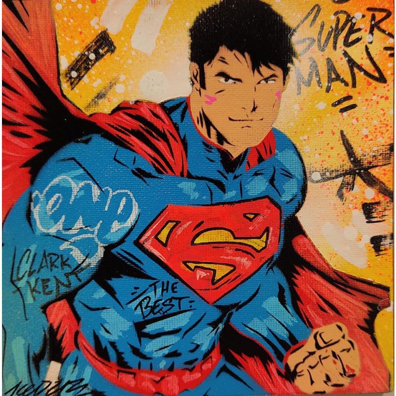 Gemälde Superman von Kedarone | Gemälde Pop-Art Pop-Ikonen Graffiti Acryl