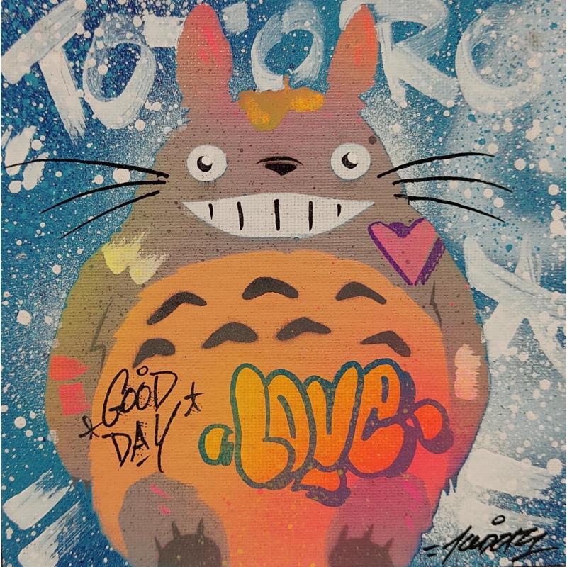 Gemälde Totoro von Kedarone | Gemälde Pop-Art Pop-Ikonen Graffiti Acryl