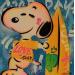 Gemälde Snoopy Surf von Kedarone | Gemälde Pop-Art Pop-Ikonen Graffiti Acryl