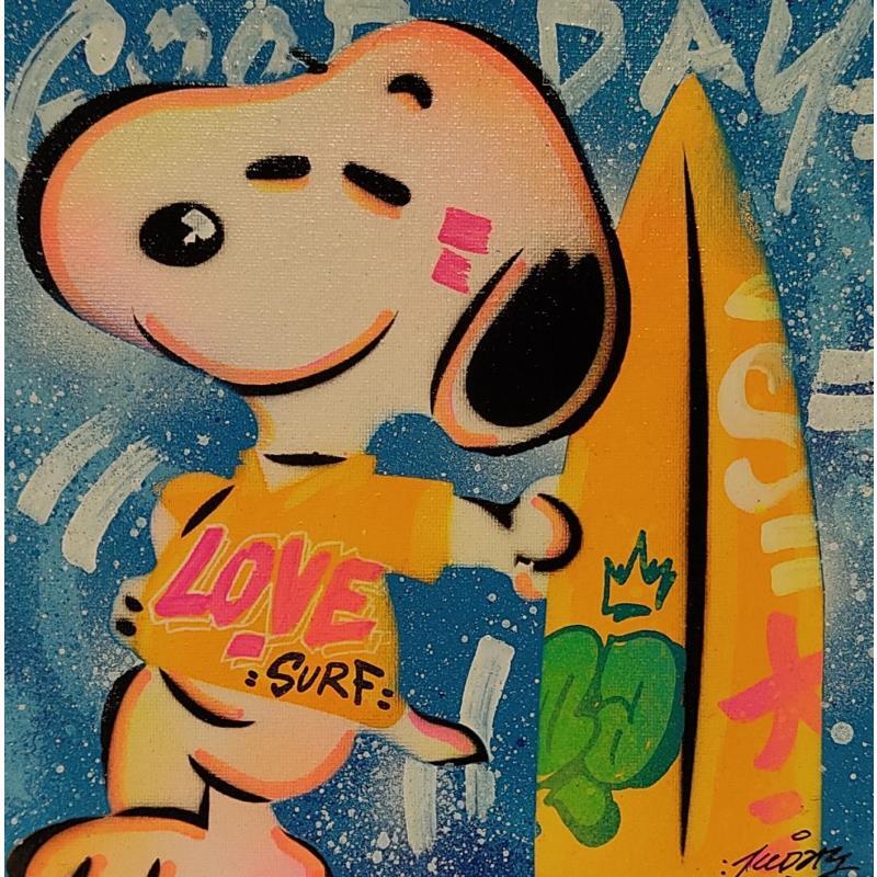 Gemälde Snoopy Surf von Kedarone | Gemälde Pop-Art Pop-Ikonen Graffiti Acryl