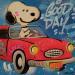 Gemälde Snoopy Car von Kedarone | Gemälde Pop-Art Pop-Ikonen Graffiti Acryl