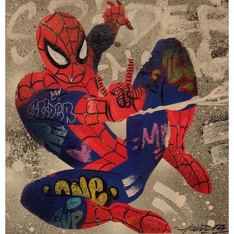 Gemälde spider man  von Kedarone | Gemälde Pop-Art Pop-Ikonen Graffiti Acryl