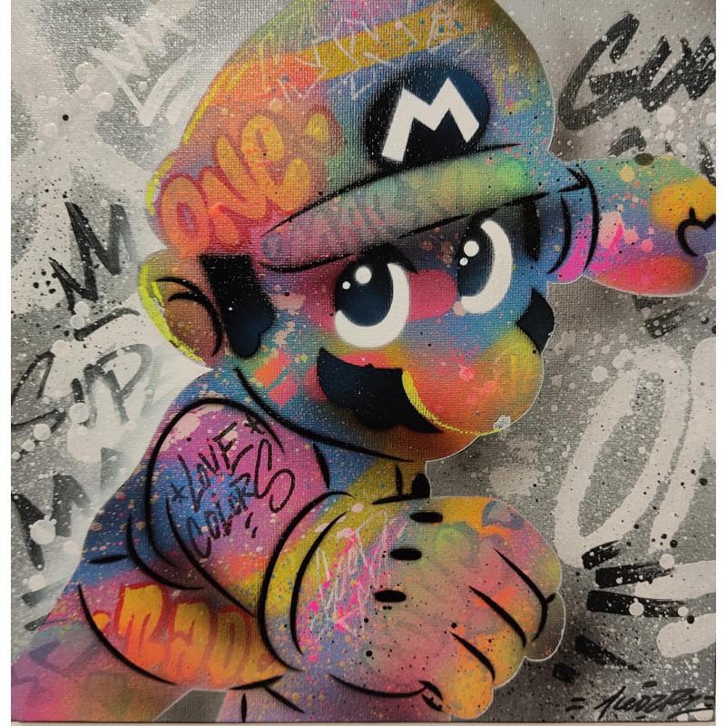 Peinture Mario good par Kedarone | Tableau Pop-art Icones Pop Graffiti Acrylique