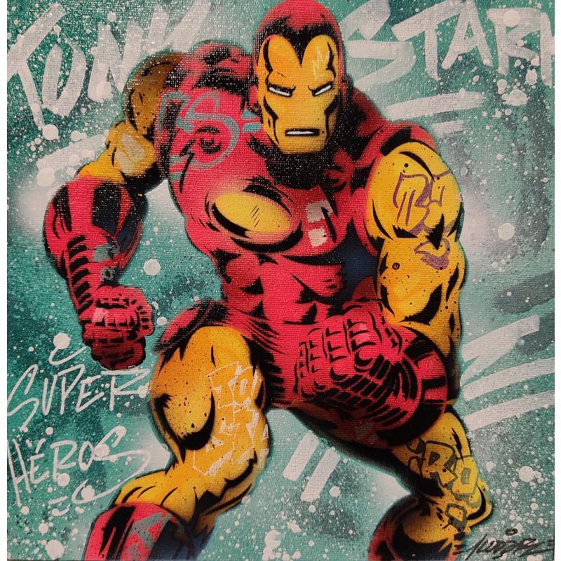 Peinture Iron man vintage par Kedarone | Tableau Pop-art Icones Pop Graffiti Acrylique