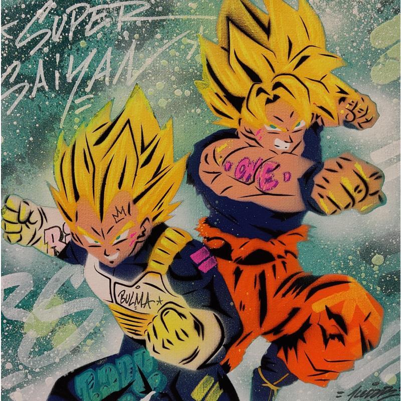 Painting Son Goku Vegeta by Kedarone | Painting Pop-art Pop icons Graffiti Acrylic