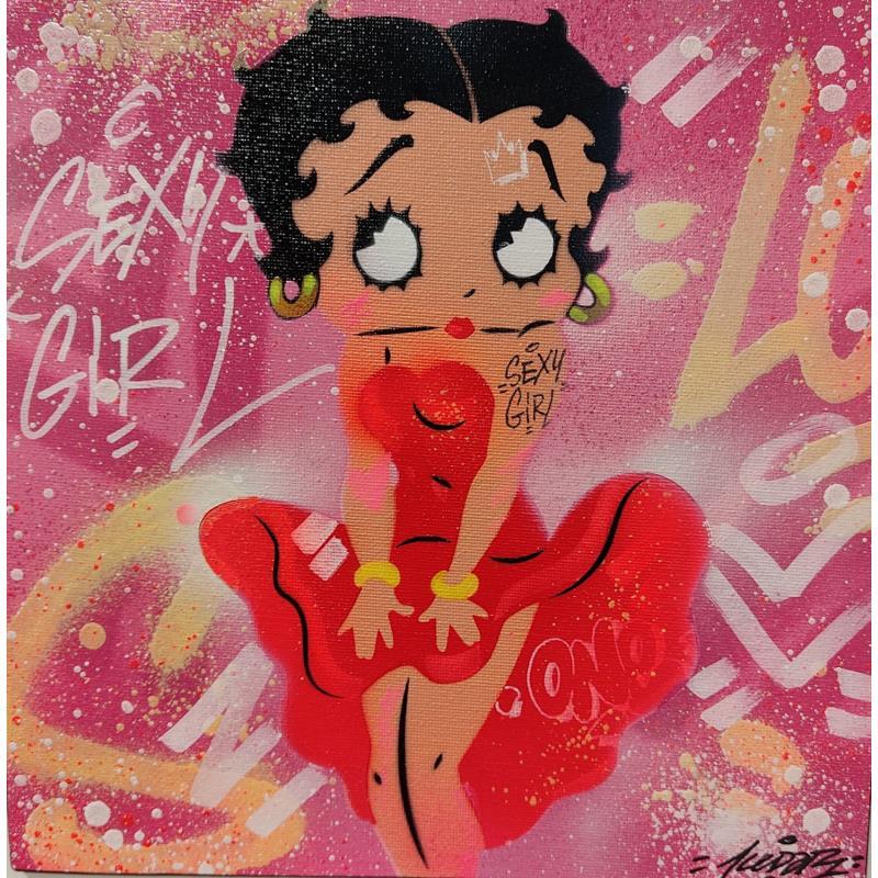 Gemälde Betty Boop Summer von Kedarone | Gemälde Pop-Art Pop-Ikonen Graffiti Acryl