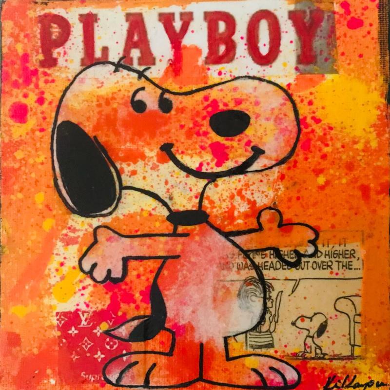 Peinture Snoopy play boy par Kikayou | Tableau Pop-art Icones Pop Graffiti Acrylique Collage