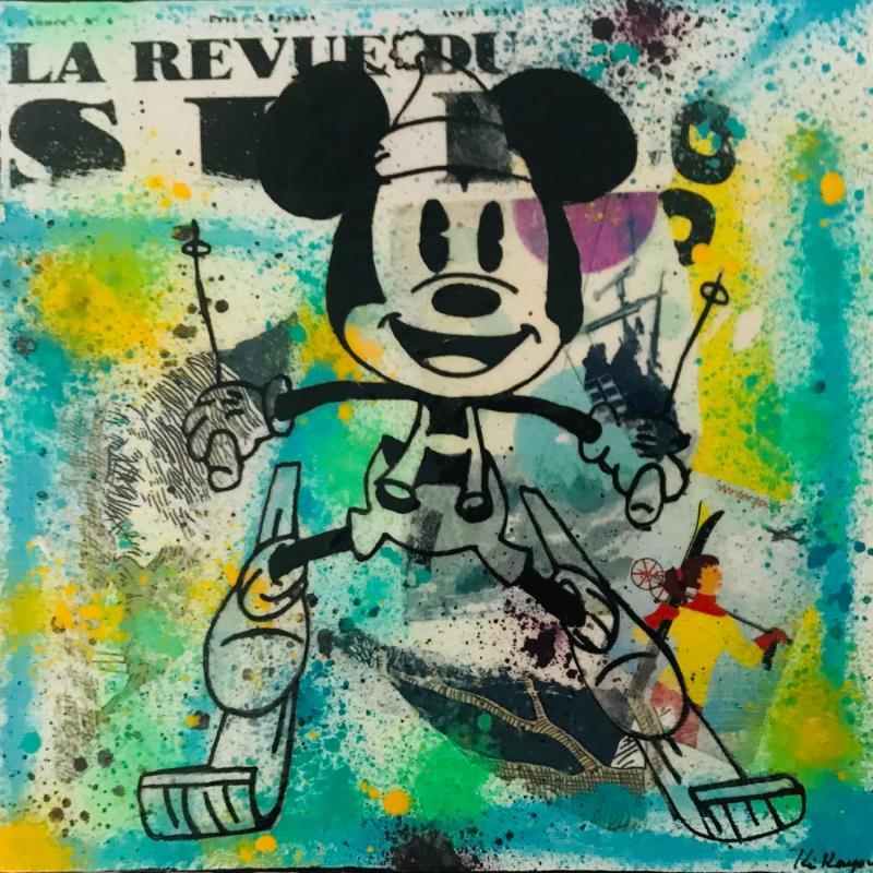 Peinture Mickey ski par Kikayou | Tableau Pop-art Icones Pop Graffiti Acrylique Collage