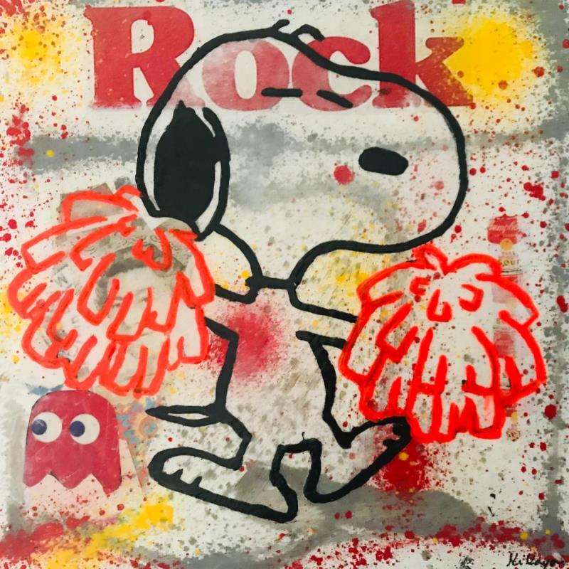 Gemälde Snoopy Pom,Pom pom von Kikayou | Gemälde Pop-Art Pop-Ikonen Graffiti Acryl Collage