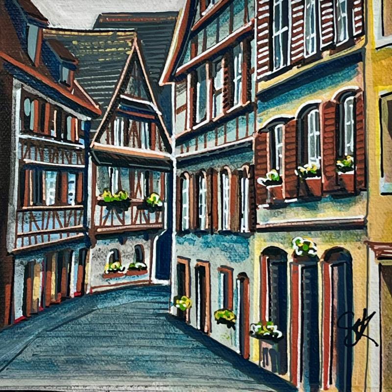 Peinture Ruelle Bleutée de la petite France, Strasbourg par Touras Sophie-Kim  | Tableau Réalisme Natures mortes Huile