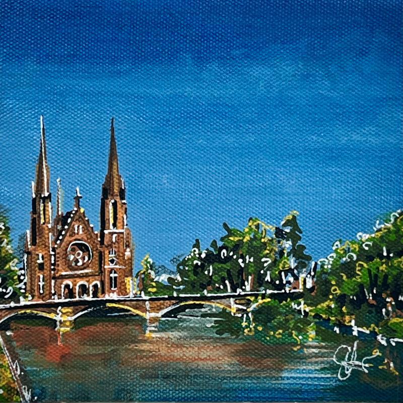 Peinture Eglise réformée St Paul, Strasbourg par Touras Sophie-Kim  | Tableau Réalisme Architecture Natures mortes Plexiglas Acrylique