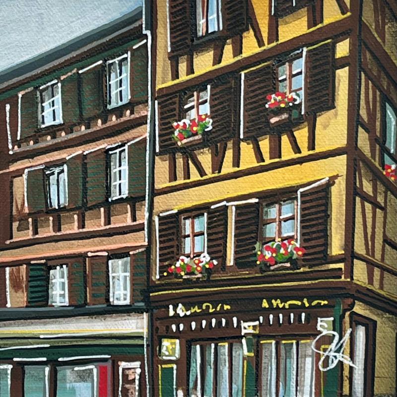 Gemälde Colombages au vieux Strasbourg von Touras Sophie-Kim  | Gemälde Realismus Acryl Architektur, Landschaften, Urban