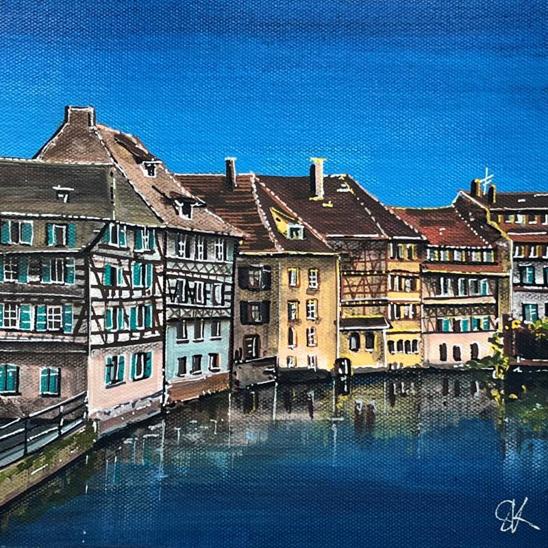 Gemälde Reflets sur la Petite France à Strasbourg von Touras Sophie-Kim  | Gemälde Realismus Acryl Architektur, Landschaften, Pop-Ikonen, Urban