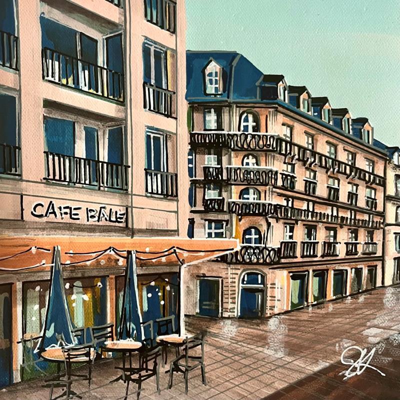 Peinture Le café Bâle de Strasbourg par Touras Sophie-Kim  | Tableau Réalisme Paysages Urbain Architecture Acrylique