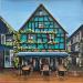 Gemälde La maison bleue du village d'Alsace von Touras Sophie-Kim  | Gemälde Realismus Landschaften Urban Architektur Acryl