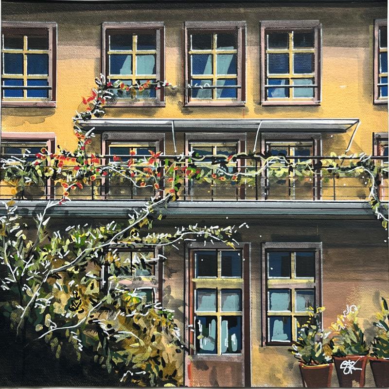 Gemälde Fenetre sur cour, Strasbourg von Touras Sophie-Kim  | Gemälde Realismus Acryl Architektur, Landschaften, Urban