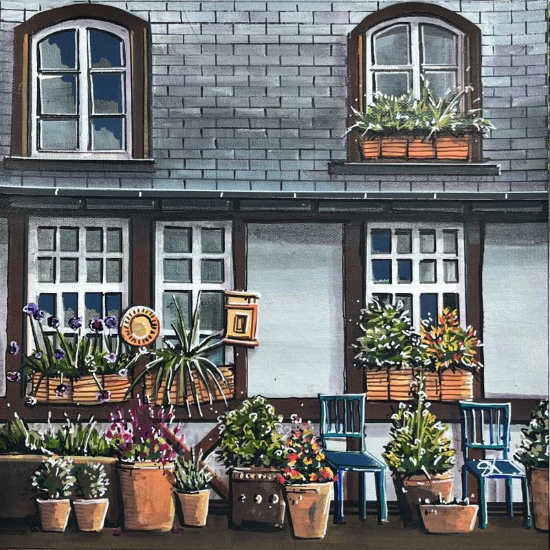 Painting Les fenetres à fleurs, Strasbourg by Touras Sophie-Kim  | Painting Realism Acrylic Architecture, Landscapes, Urban