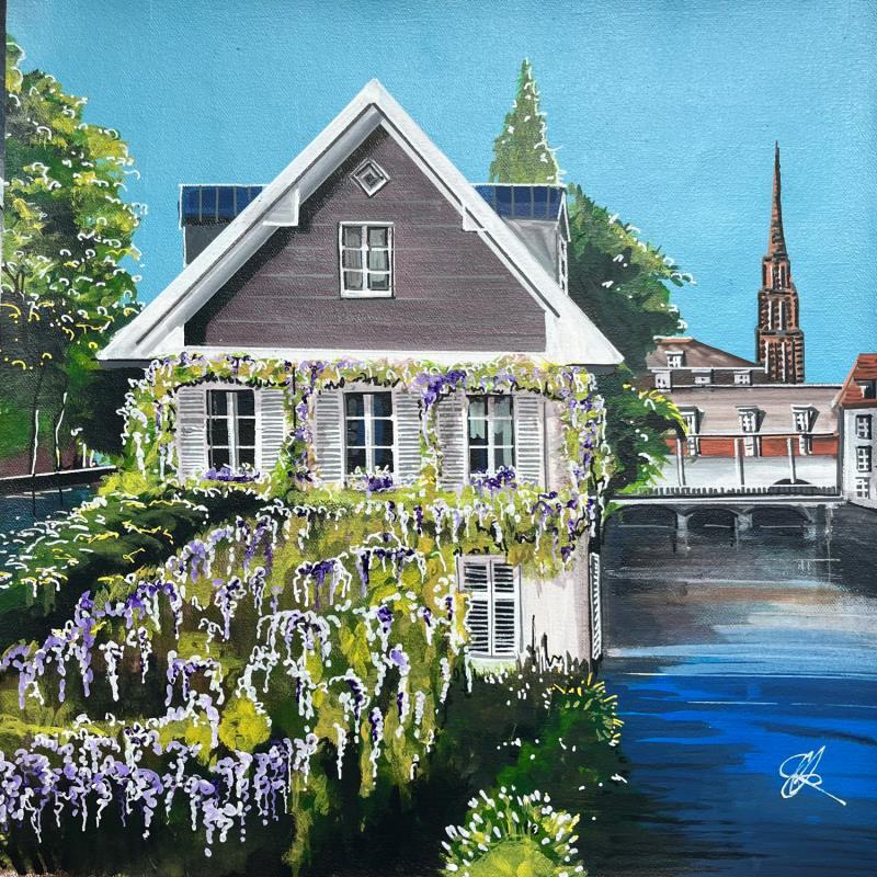 Painting Les glycines de la maison sur l'eau à Strasbourg by Touras Sophie-Kim  | Painting Realism Acrylic Architecture, Nature, Urban