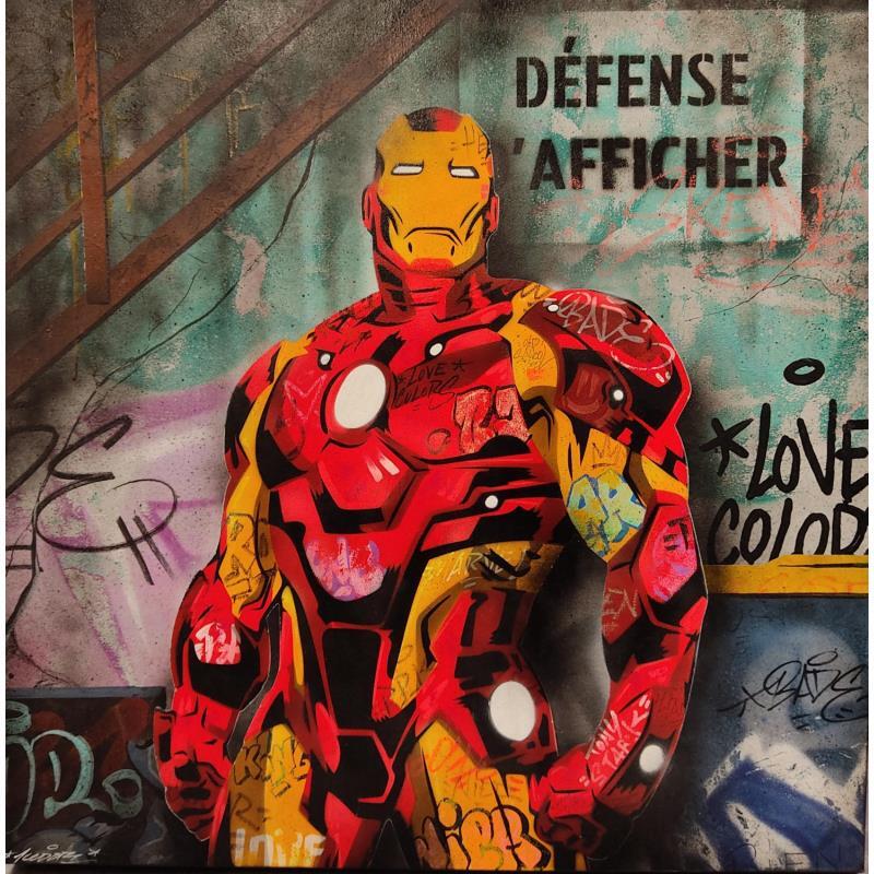 Gemälde iron Man urbex von Kedarone | Gemälde Pop-Art Pop-Ikonen Graffiti Acryl