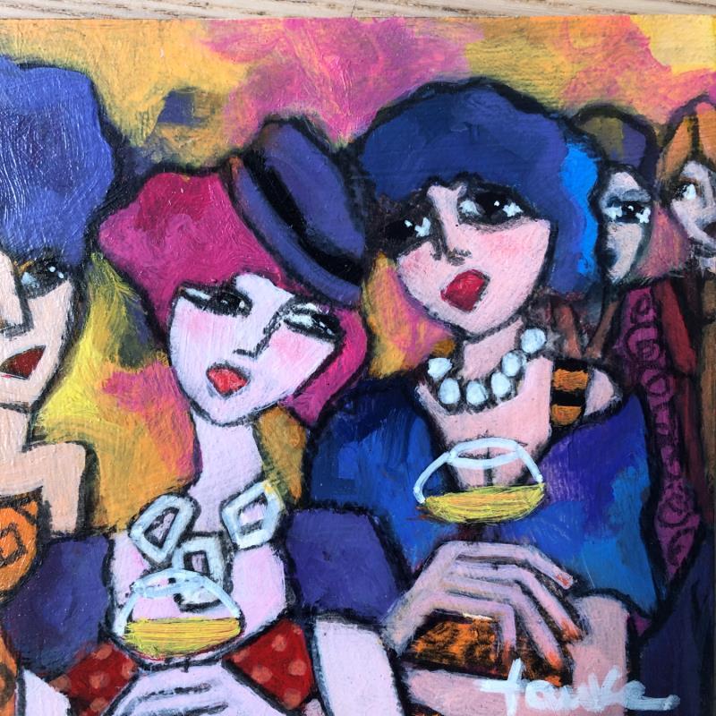 Painting Soirée champagne  by Fauve | Painting Figurative Life style Acrylic