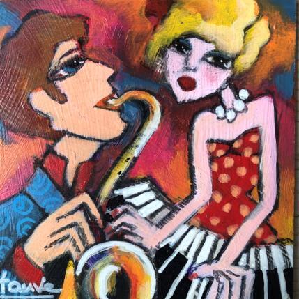 Peinture Couple de musiciens  par Fauve | Tableau Figuratif Acrylique Musique