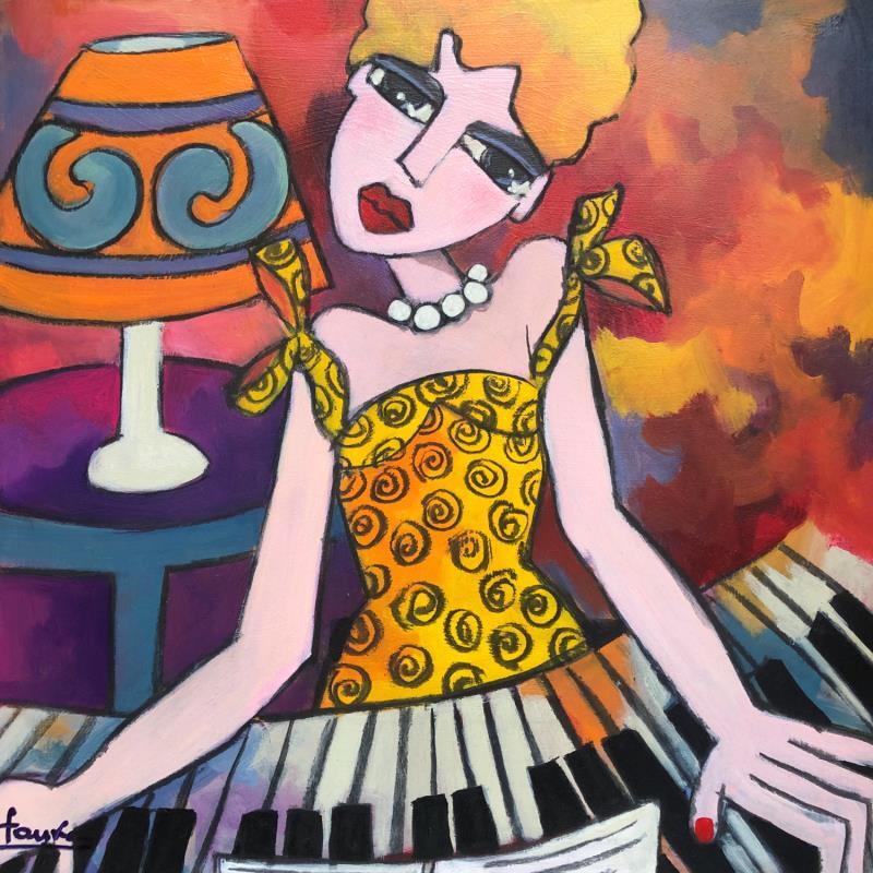 Painting Romantique au piano  by Fauve | Painting Figurative Acrylic Life style, Music