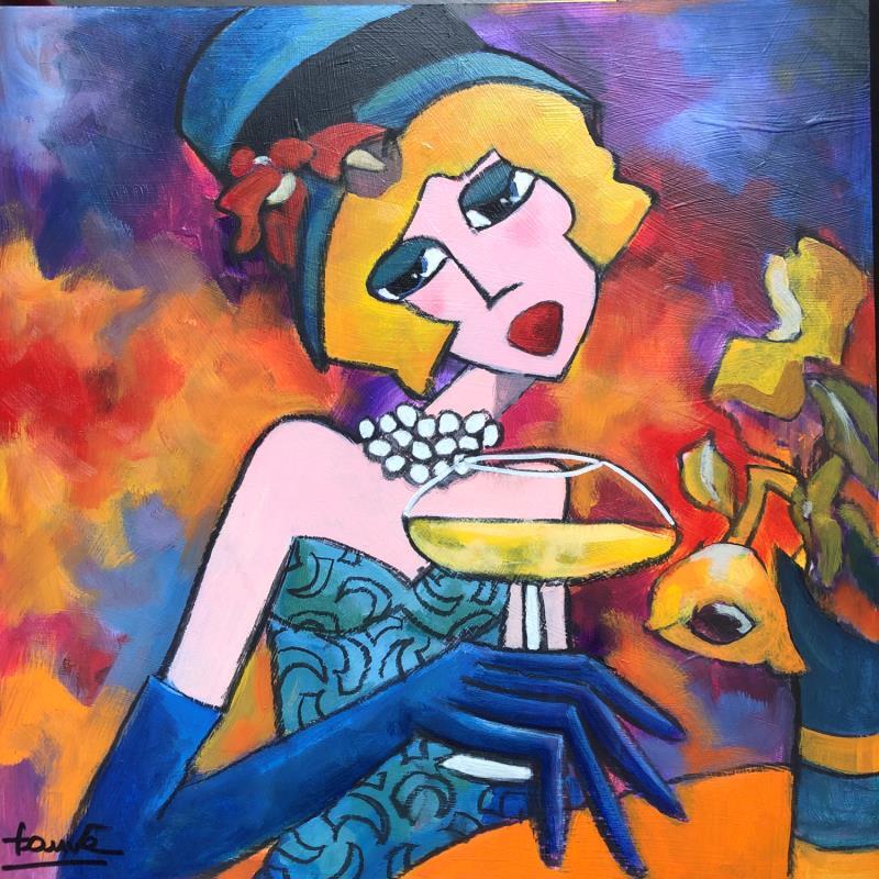 Gemälde Femme gantée  von Fauve | Gemälde Figurativ Alltagsszenen Acryl