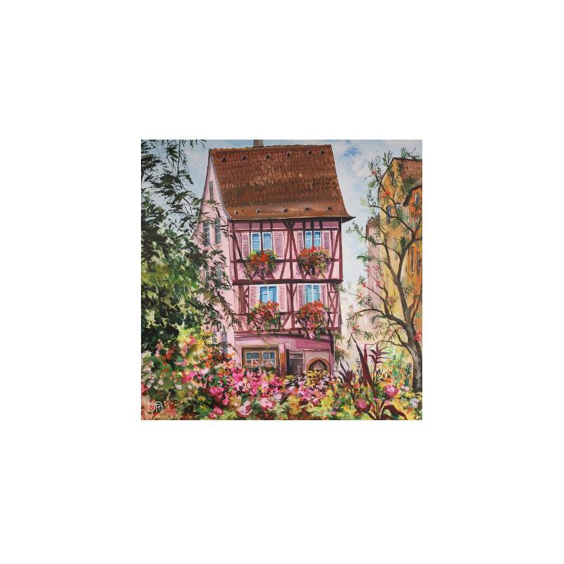 Peinture PINK HOUSE IN COLMAR par Rasa | Tableau Figuratif Urbain Acrylique