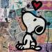 Peinture  Snoopy timbré II par Marie G.  | Tableau Pop-art Icones Pop Bois Acrylique Collage