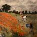 Painting  golf dans les coquelictos (Monet) by Marie G.  | Painting Pop-art Pop icons Wood Acrylic