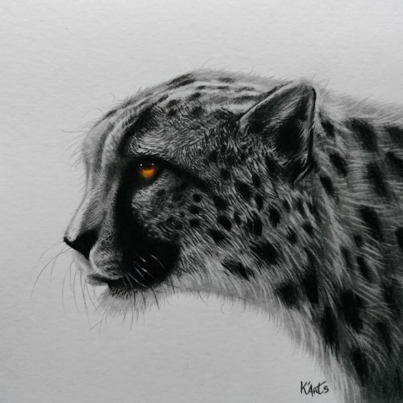 Painting Guépard by K'Arts | Painting Figurative Charcoal Animals, Life style, Society