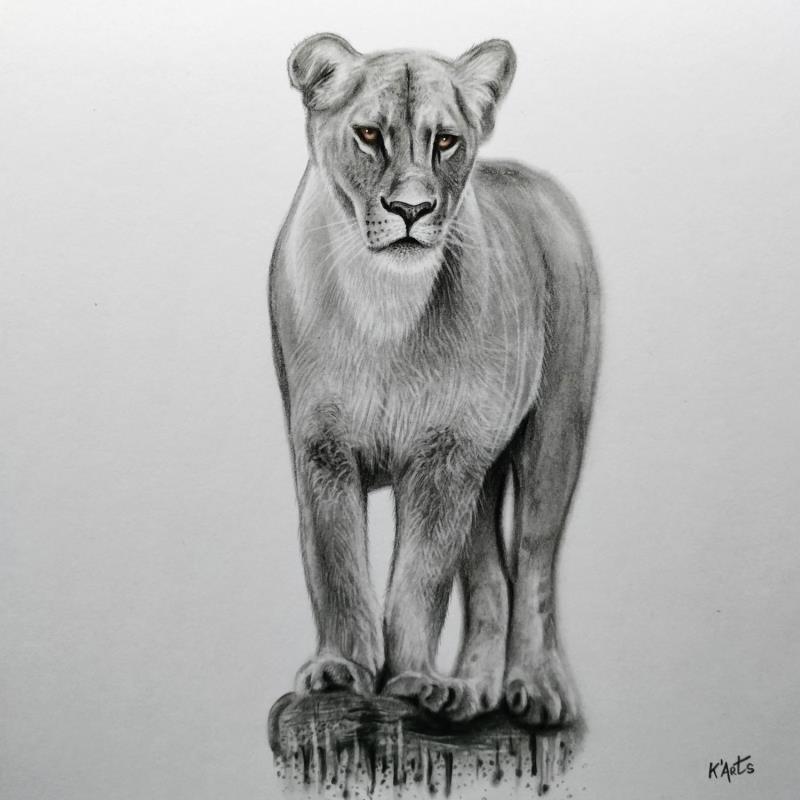 Painting Lionne by K'Arts | Painting Figurative Charcoal Animals, Black & White, Pop icons, Society