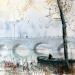 Peinture Brumes sur la Loire par Gutierrez | Tableau Impressionnisme Paysages Aquarelle