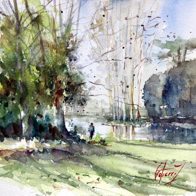 Peinture Le jardin des prébendes par Gutierrez | Tableau Impressionnisme Paysages Aquarelle