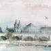 Peinture Les berges de la Loire par Gutierrez | Tableau Impressionnisme Paysages Urbain Aquarelle