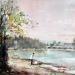 Peinture Les berges de la Loire par Gutierrez | Tableau Impressionnisme Paysages Urbain Aquarelle