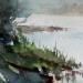 Painting L'aube sur la Loire by Gutierrez | Painting Impressionism Nature Watercolor