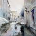 Peinture Le vieux Tours par Gutierrez | Tableau Impressionnisme Urbain Aquarelle