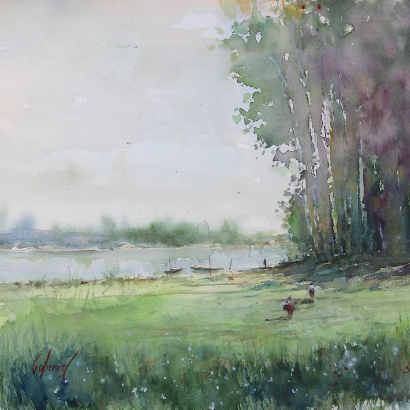 Peinture Printemps en Touraine par Gutierrez | Tableau Impressionnisme Paysages Aquarelle