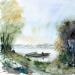 Peinture Barques en Touraine par Gutierrez | Tableau Impressionnisme Paysages Aquarelle