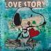 Peinture Snoopy love 2 par Kikayou | Tableau Pop-art Icones Pop Graffiti Acrylique Collage